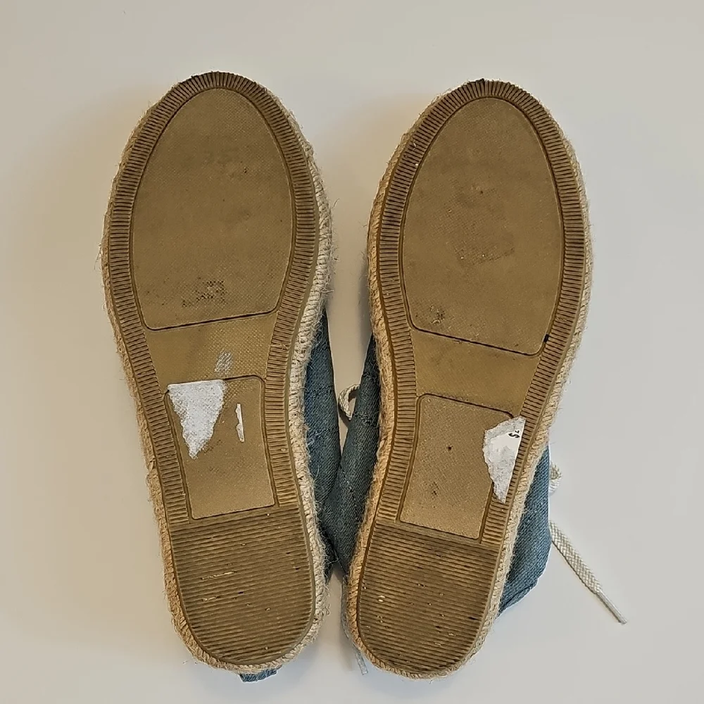 Steve Madden Tamilyn Platform Espadrille Women 10M Light Blue Chambray Denim
